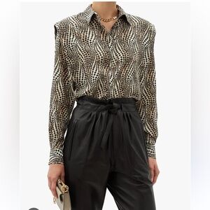 Isabel Marant Igalki Patterned Beige Shirt $850 Size Fr 34/ US 2
